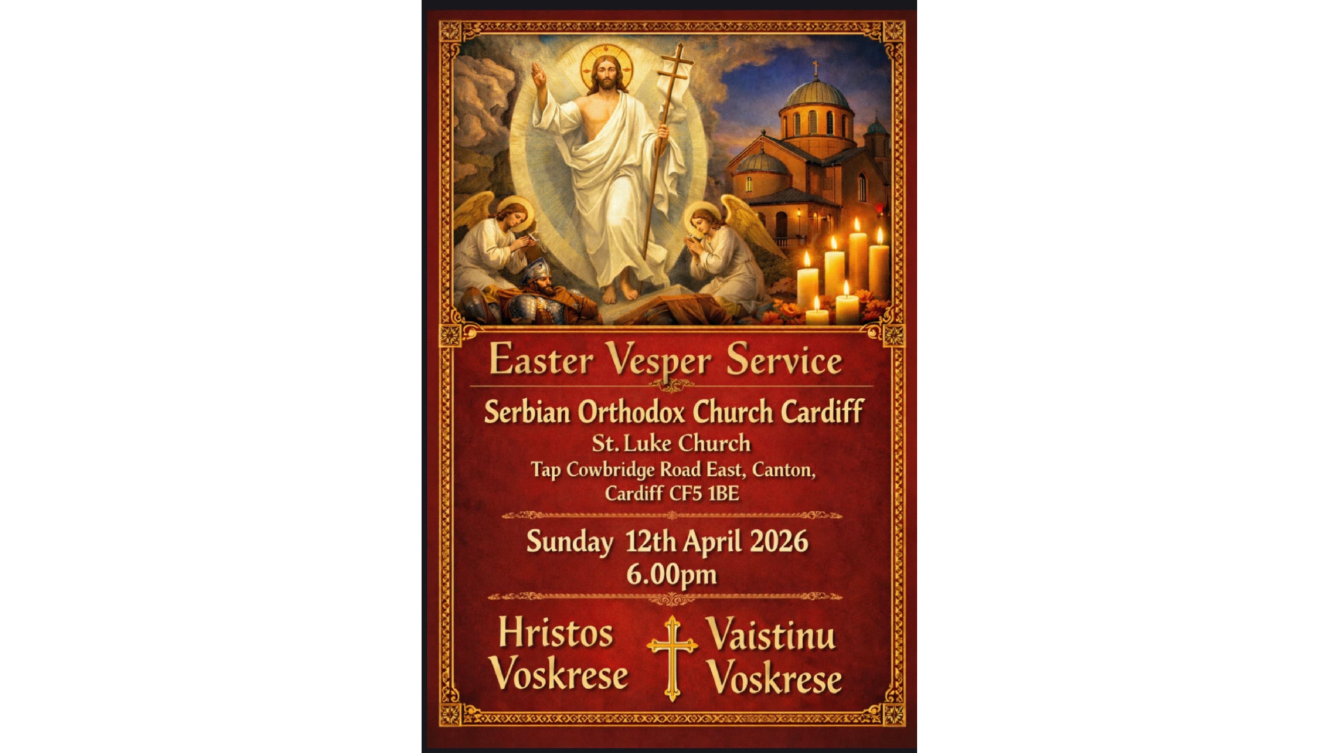 Schedule of Divine Services for the month of April – Birmingham